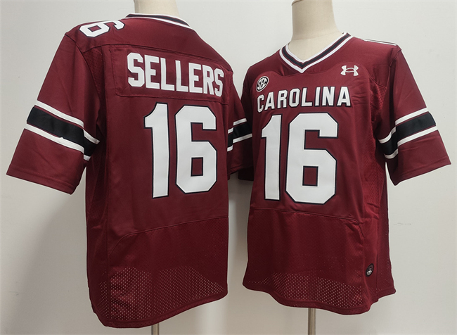 Men's Garnet South Carolina Fighting Gamecocks #16 LaNorris Sellers Stitched Jersey